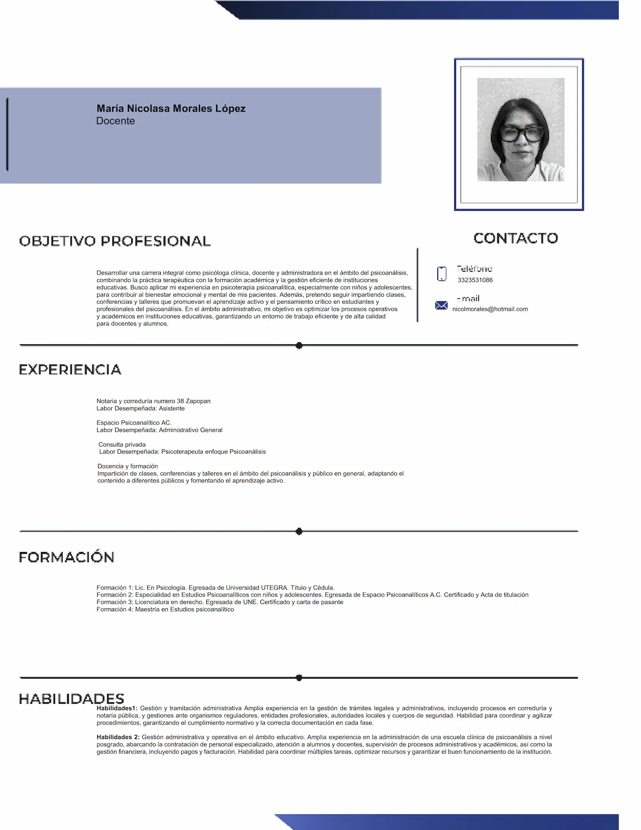 Maria Nicolasa Morales Lopez PSIC 001